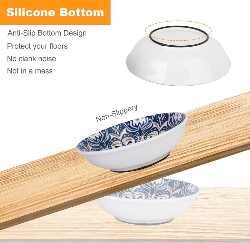 HAPPY KIT Ceramic Cat Food Bowls,6 Pack Colorful Cat Bowls Set,Anti-Slip Cats Dishes,Whisker Friendly Wide Pet Bowls for Indoor,5.75 inch Cute Kitten Plates for Wet and Dry Food Water - Image 3